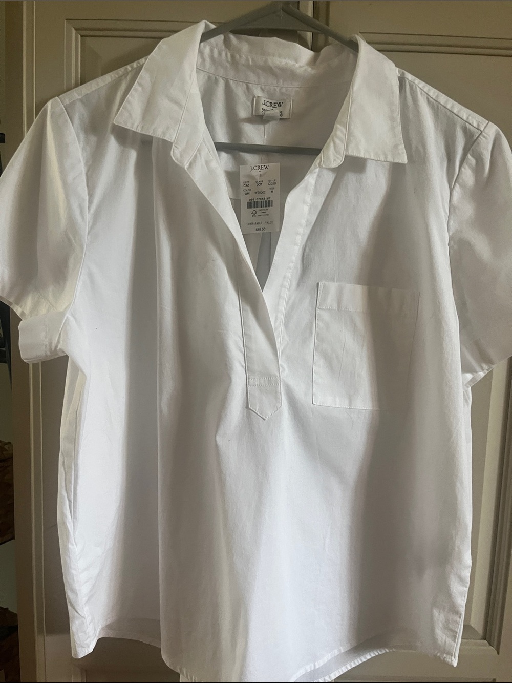 J. Crew White Short-Sleeve Popover Top